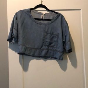 Crop blue jean shirt
